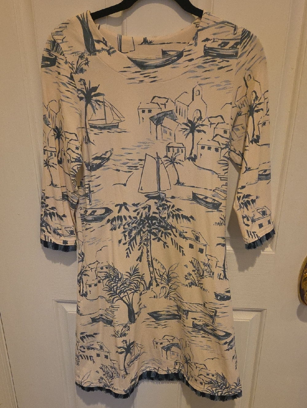 Spartina 449 Cream & Navy Printed Tunic